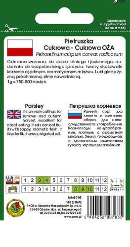 PNOS Pietruszka korzeniowa wczesna Cukrowa Oża 5g baner2.jpg