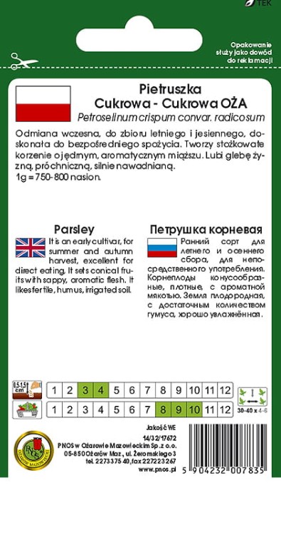 PNOS Pietruszka korzeniowa wczesna Cukrowa Oża 5g baner2.jpg